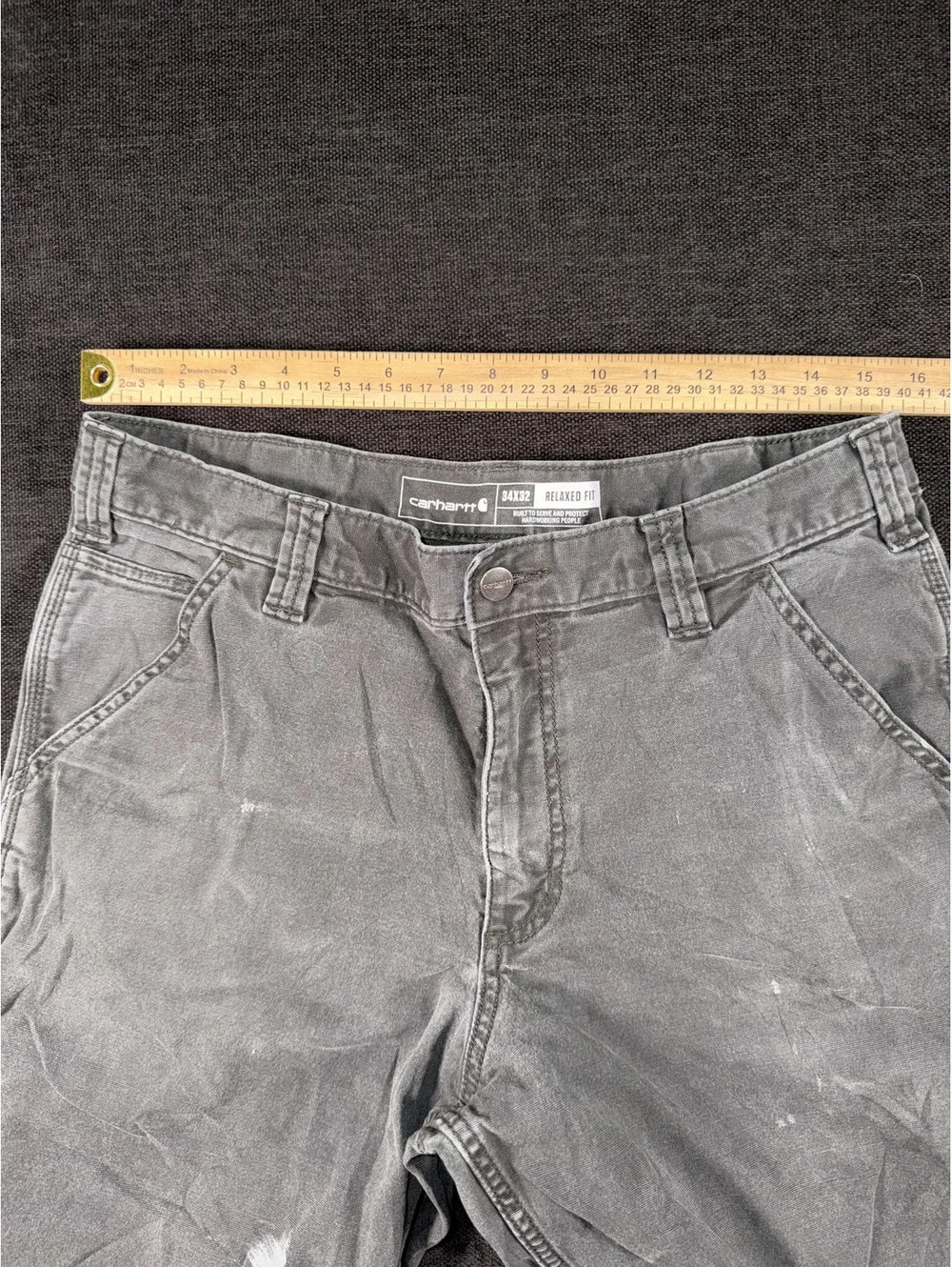 Carhartt Rugged Flex Relaxed Canvas Work Pants 34x32 Gray